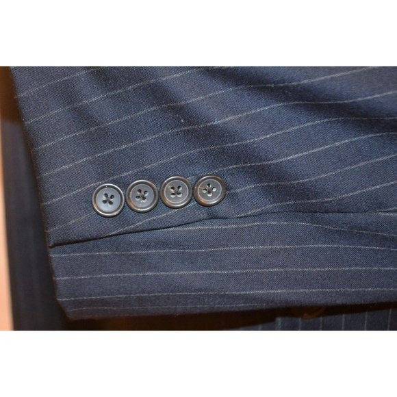 J. CREW Men's 3 Button 100% Wool Navy Pinstripe Sport Coat Blazer 38R EUC - Picture 6 of 9